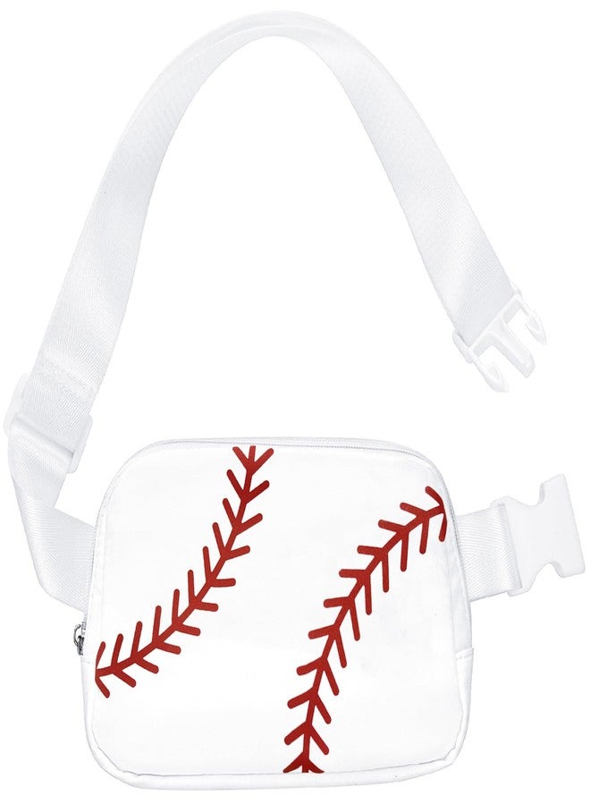 Lamyba Baseball Fanny Pack for Women, Baseball Mom Gifts, Sports Mom/Women Accessories Essentials Must Haves for Games/Travel/Everyday,Adjustable Waist Bag & Crossbody Purse,(White+Red) - Image 1