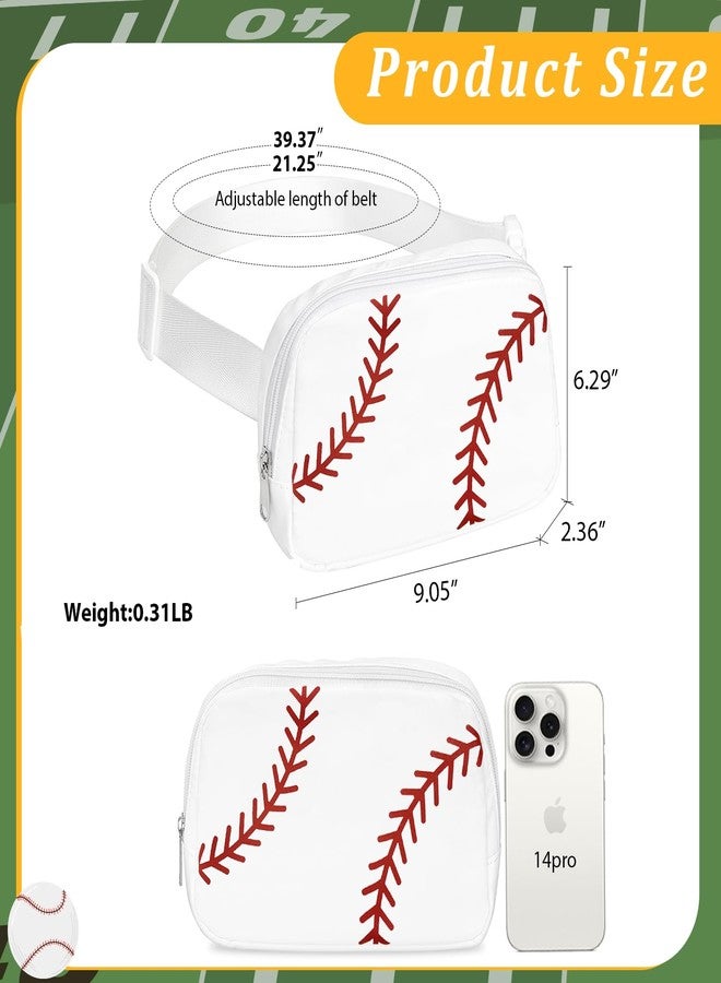 Lamyba Baseball Fanny Pack for Women, Baseball Mom Gifts, Sports Mom/Women Accessories Essentials Must Haves for Games/Travel/Everyday,Adjustable Waist Bag & Crossbody Purse,(White+Red) - Image 2