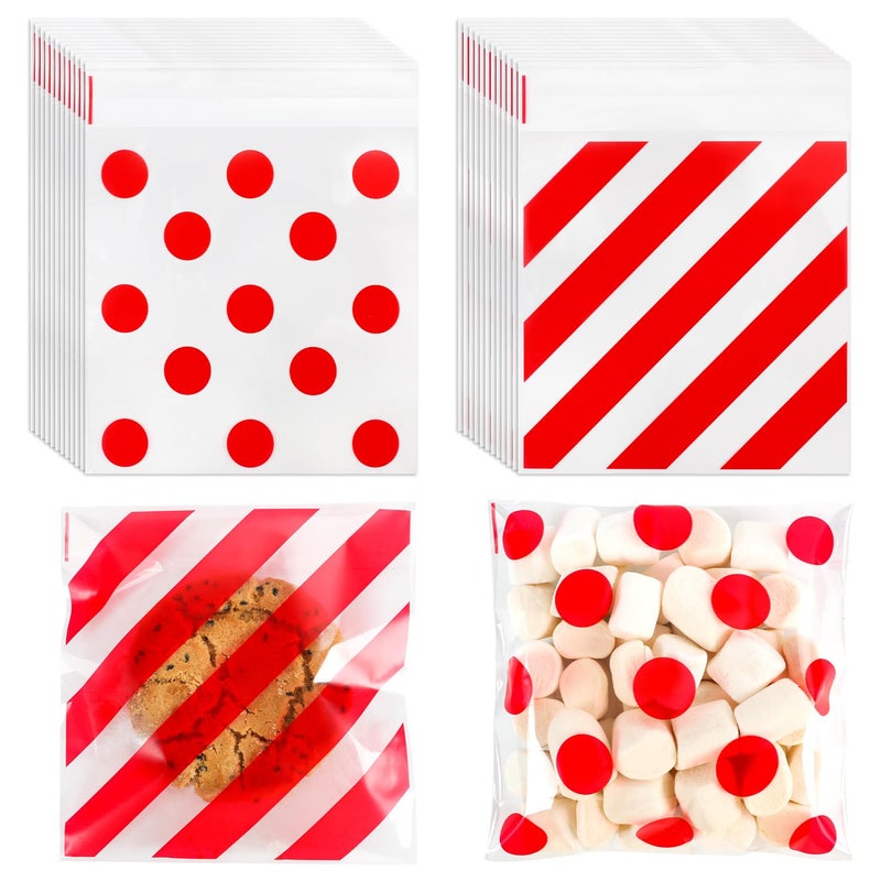 CUDICY 200pcs Cellophane Bags 5.5x5.5 Self Sealing Cookie Bags for Packaging Cellophane Treat Bag for Gift Giving Packaging Christmas Valentines Candy Goodie Homemade Bakery - Image 1