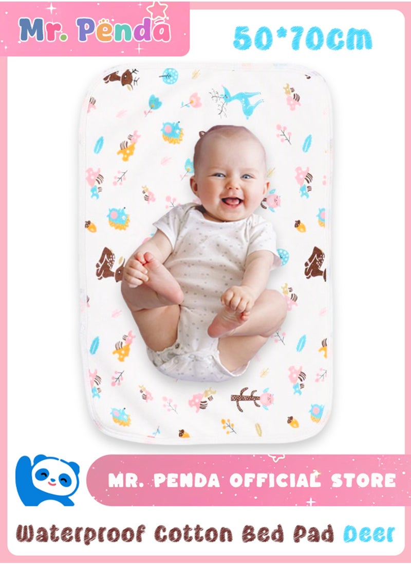 Mr. Penda Waterproof Bed Pad with 100% Cotton Top, 50x70cm Washable Reusable Mattress Protector Incontinence Pad Bed Cover for Baby, Toddler, Children, Adults  - Image 1