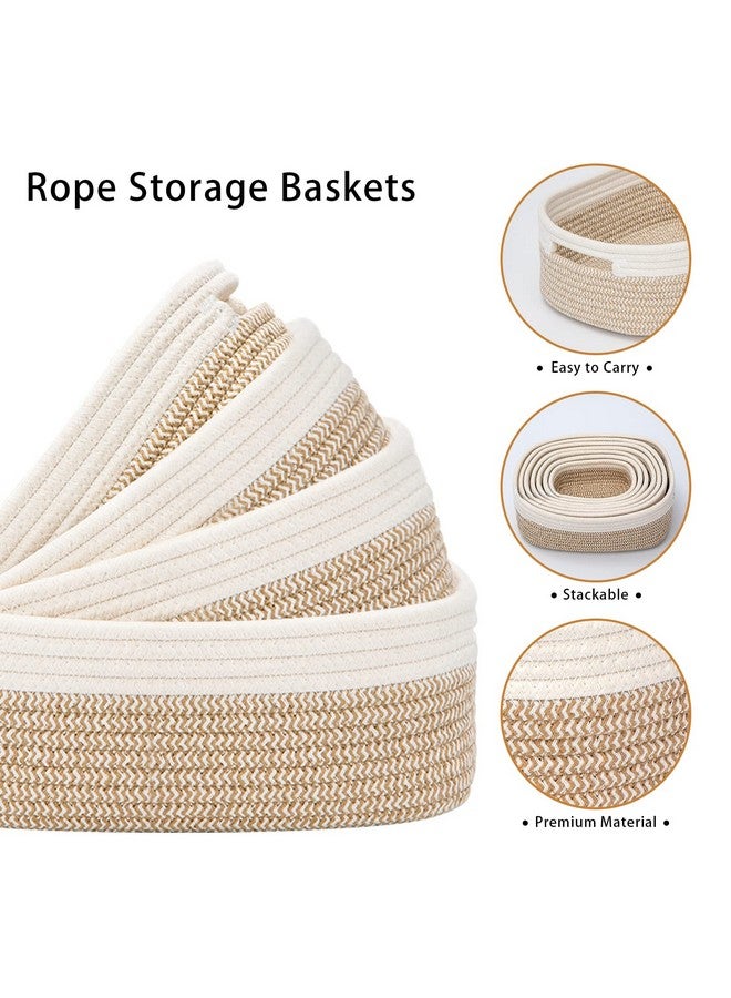 HLWDFLZ 7 Piece Cotton Rope Woven Basket Set - Small Basket for Baby Nursery, Pets, Montessori, Dog & Cat Toy Boxes, Bathroom Organization Bins (White/Brown) - Image 3