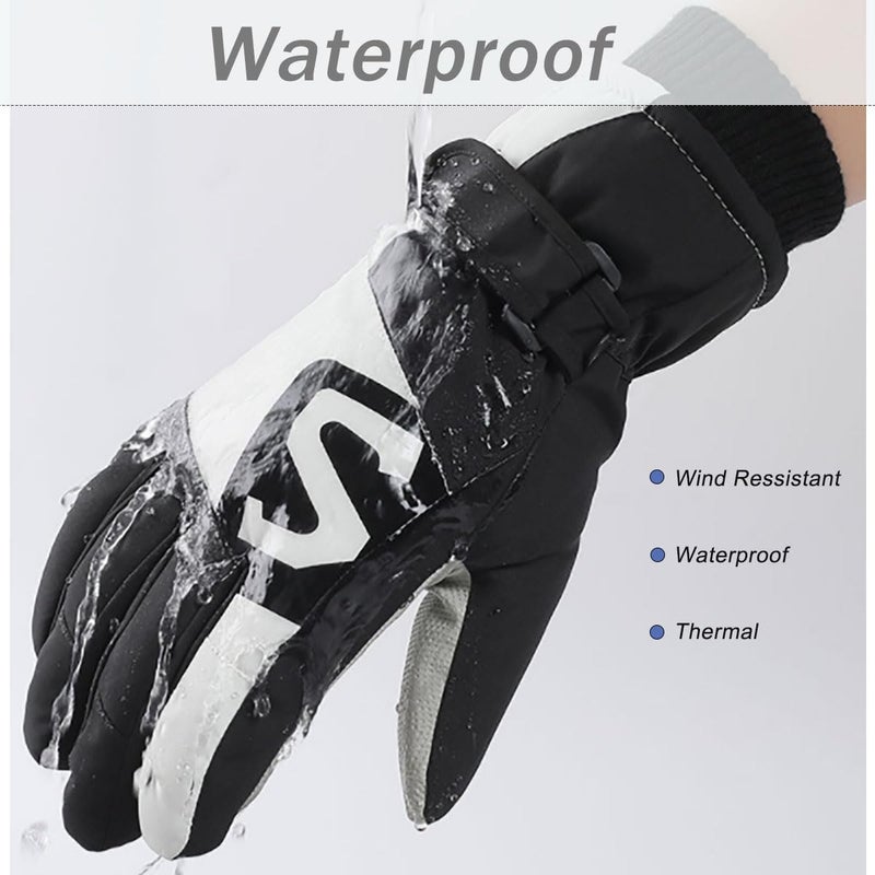 Ottsas Snow Gloves Women Adult Ski Gloves Touchscreen Ladies Waterproof Warm Windproof Snow Storm Essentials (Pink and White, One Size) - Image 4