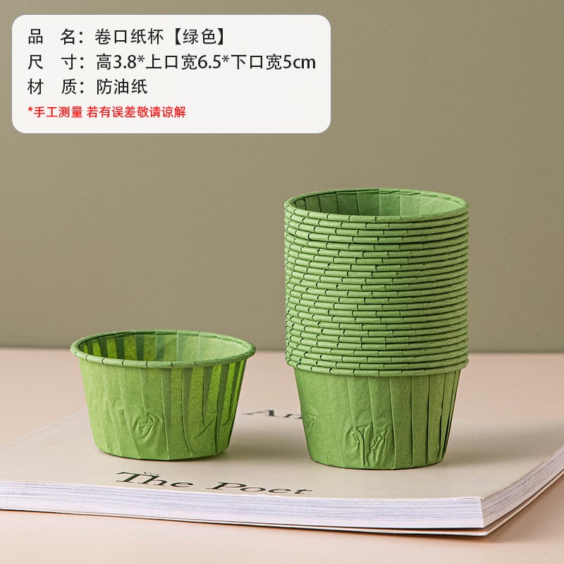 Christmas Roll-Top Paper Cupcake Cups, High-Temperature Resistant Disposable Cake Cups, Household Ins-Style Baking Molds, Muffin Cups - Image 1