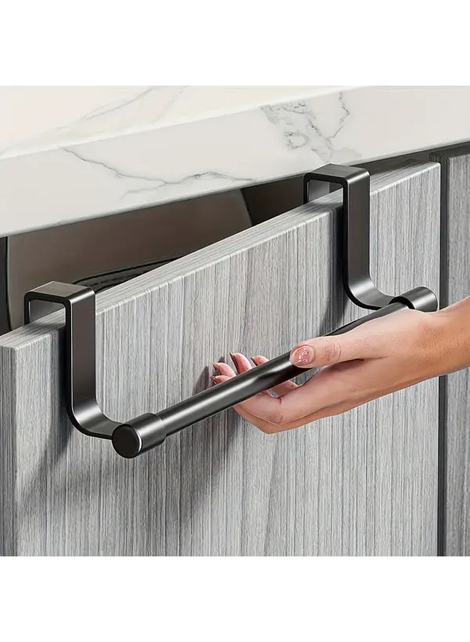 Large Black Wall Mounted No Drill Bathroom Shelf Towel Rack Space Saving Organizer - Image 4