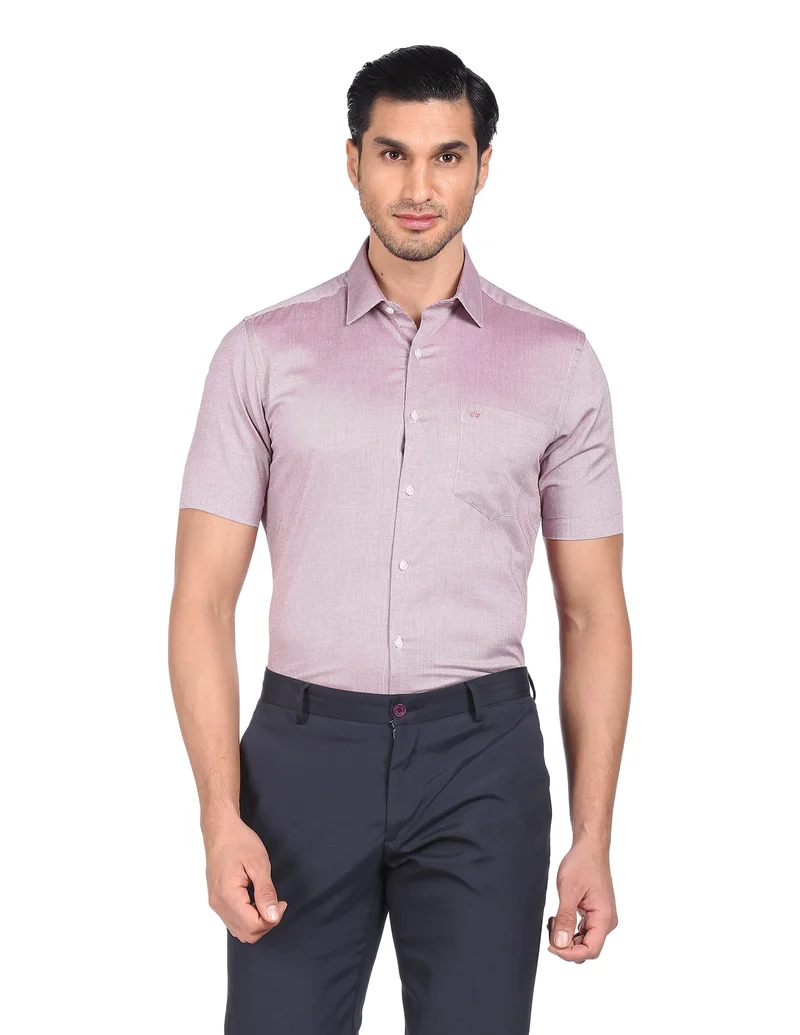 Arrow Maroon Pure Cotton Oxford Weave Shirt for Men | Best Price UAE