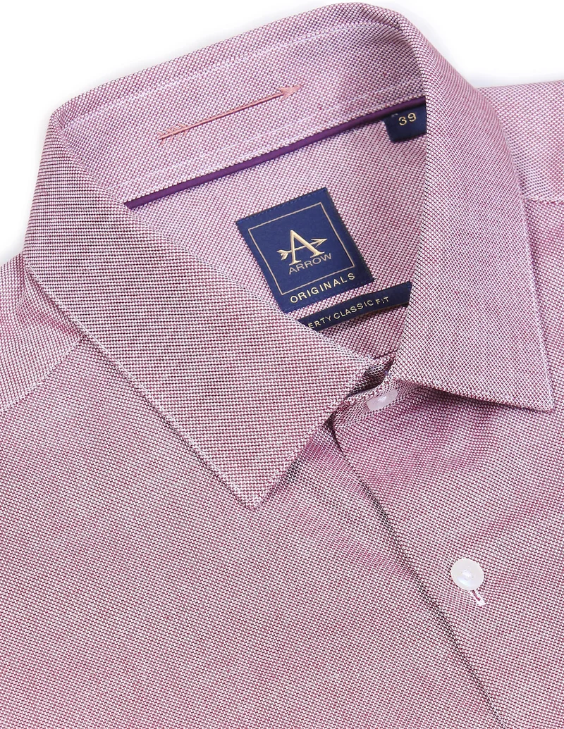Arrow Maroon Pure Cotton Oxford Weave Shirt for Men | Best Price UAE