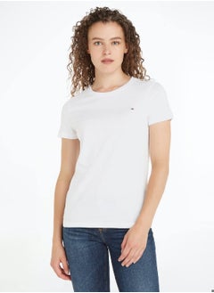 TOMMY HILFIGER Women's Heritage Crew Neck T-Shirt, White  - Image 1