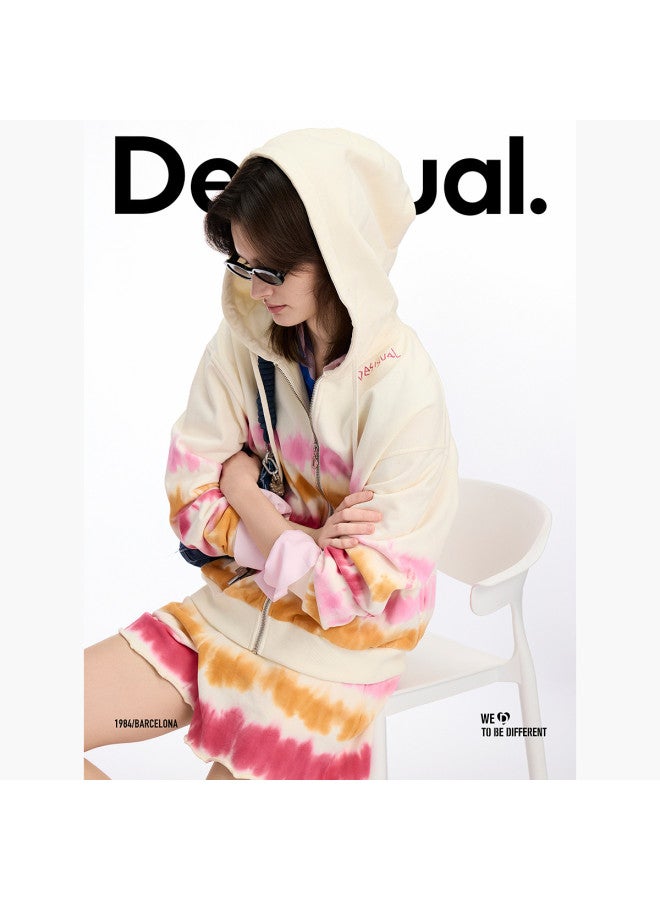 DESIGUAL new 2025 Spring/summer Gradient Stripe Tie-dye Cotton Cardigan Women's Outerwear - Image 2
