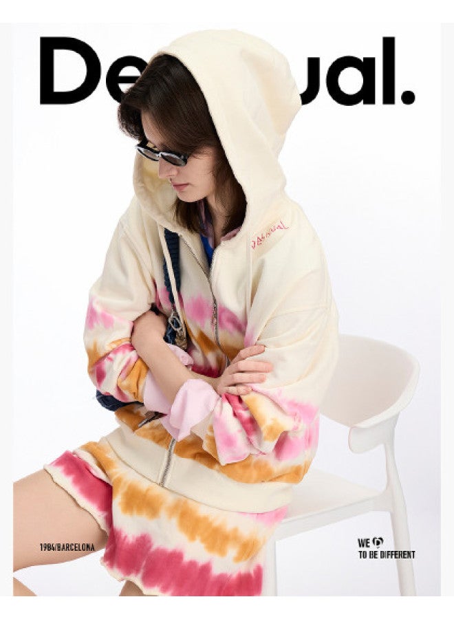 DESIGUAL new 2025 Spring/summer Gradient Stripe Tie-dye Cotton Cardigan Women's Outerwear - Image 1