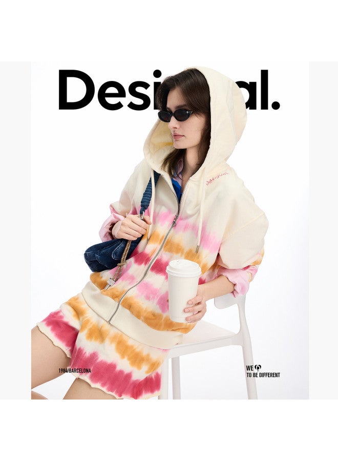 DESIGUAL new 2025 Spring/summer Gradient Stripe Tie-dye Cotton Cardigan Women's Outerwear - Image 4