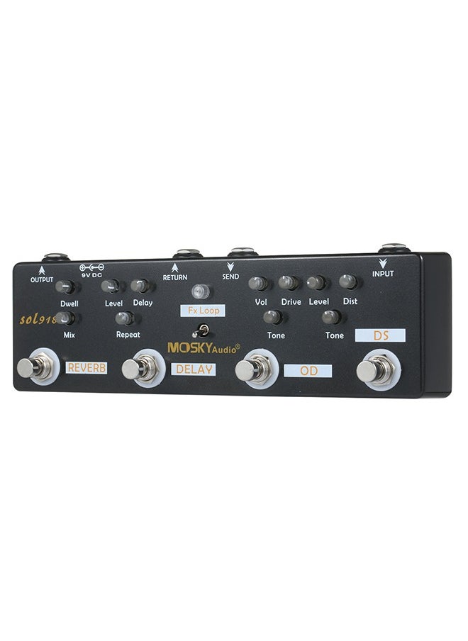 Mosky Guitar Multi Effect Pedal,5 in 1 Multieffects Peda with Delay,Reverb,Distortion,Fx Loop and Overdrive  - Image 1