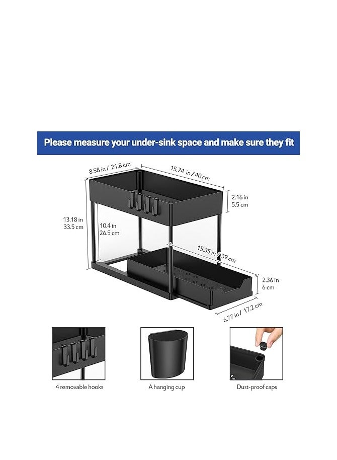 Golden 1 Pack Under Sink Organizers and Storage Pull Out Sliding Drawer, 2 Tier Multi-purpose Kitchen Under the Sink Organizer Under Bathroom Sink Shelf Storage Rack for Countertop Laundry -Black - Image 4