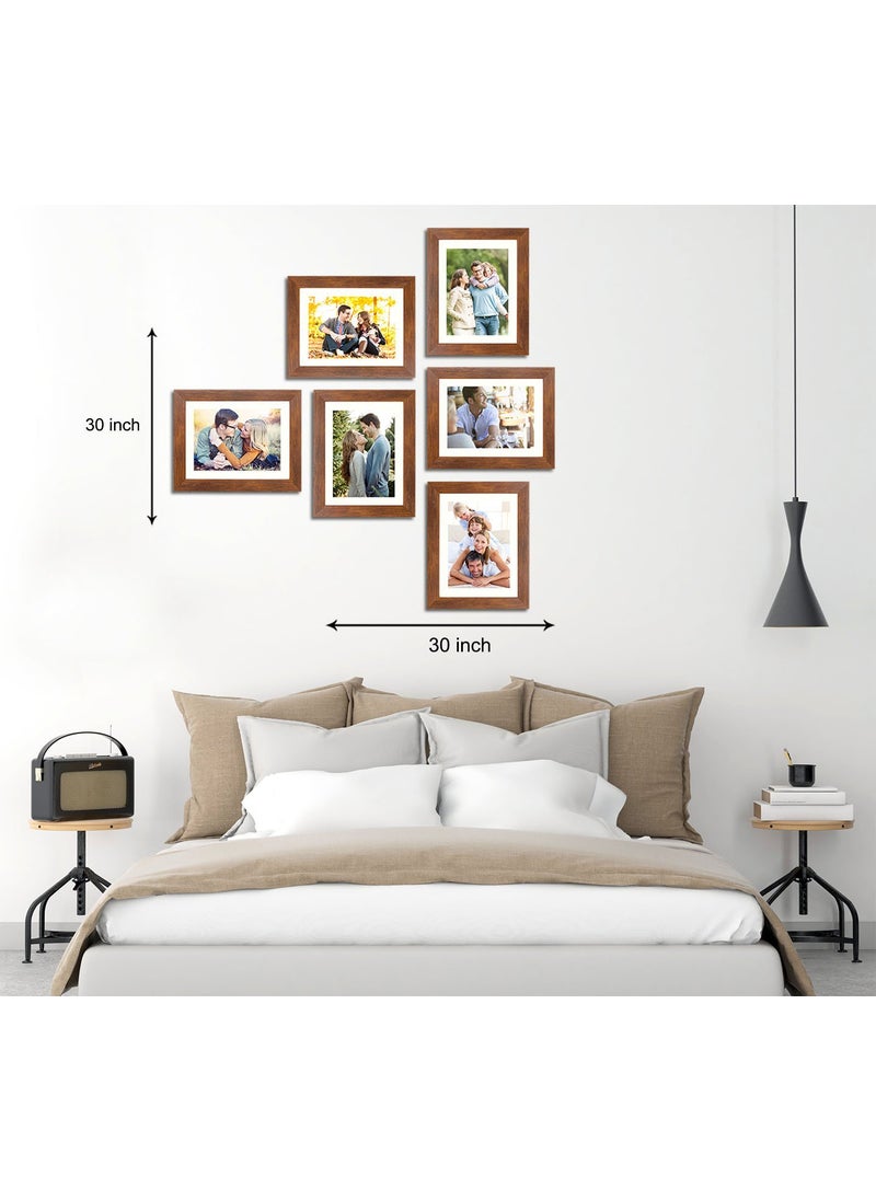 Art Street Painting Mantra Decorative Premium Set of 6 Individual Wall Photo Frame (8" X 10" picture size matted to 6" x 8") - Brown  - Image 2