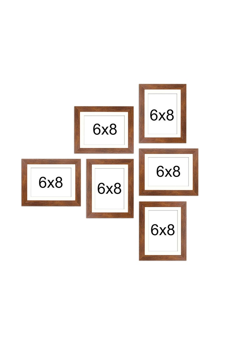 Art Street Painting Mantra Decorative Premium Set of 6 Individual Wall Photo Frame (8" X 10" picture size matted to 6" x 8") - Brown  - Image 3