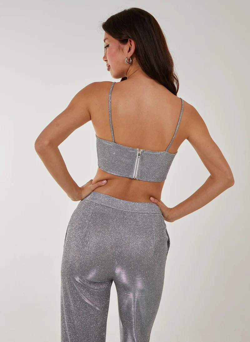 Pink Vanilla Metallic Crop Top