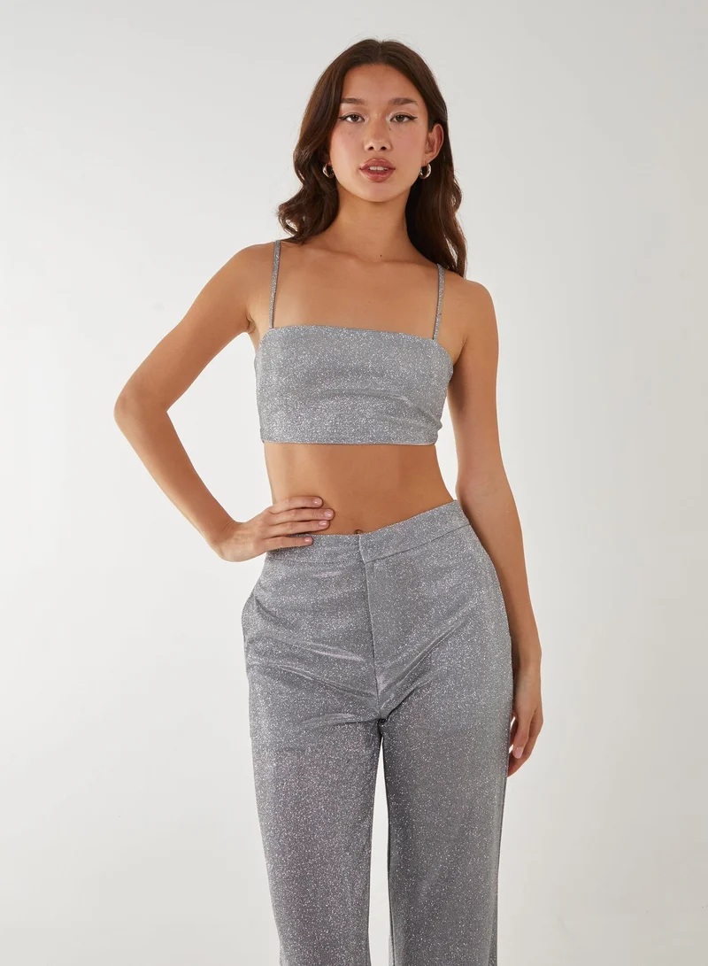 Pink Vanilla Metallic Crop Top
