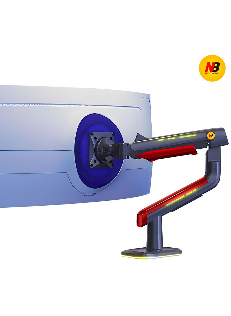 NB ERGONOMIC RGB Gaming Monitor-arm for Flat/Ultrawide/Curved Monitors 32 to 60 inch, Heavy Duty Stand Load up to 20 kg, VESA 75/100 mm Monitor-Mount L50 - Image 2