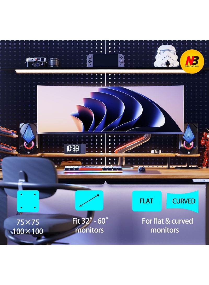 NB ERGONOMIC RGB Gaming Monitor-arm for Flat/Ultrawide/Curved Monitors 32 to 60 inch, Heavy Duty Stand Load up to 20 kg, VESA 75/100 mm Monitor-Mount L50 - Image 3