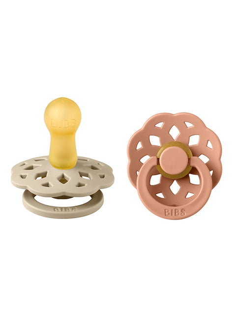 Baby Pacifier Boheme, Made with Natural Rubber Latex, Round Nipple, Mouth Skin Sensitive, Soft, Flexible, For Babies 6 Months and Above, BPA-free, Vanilla/ Peach Colour, Pack of 2, Size 2