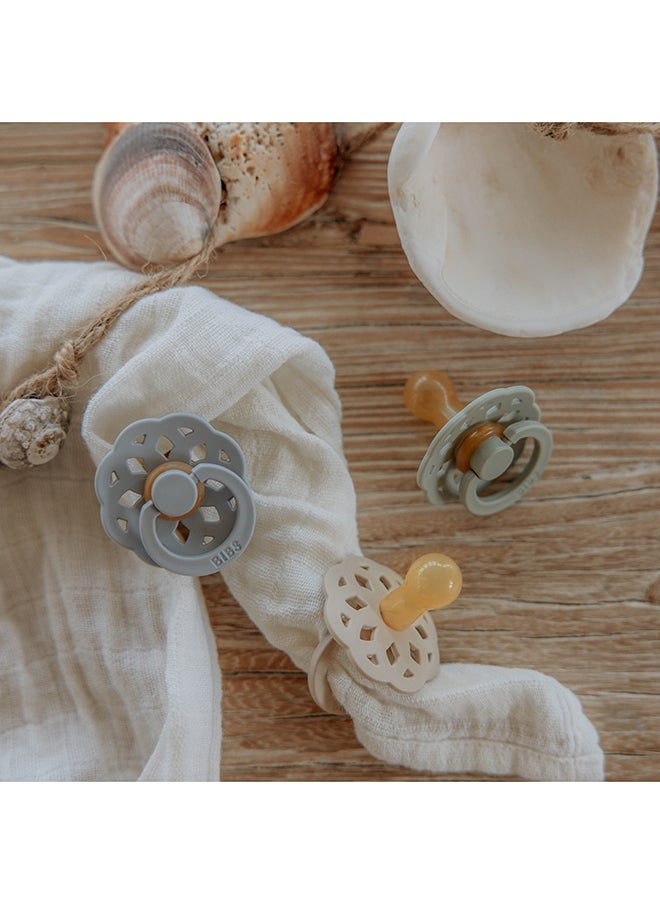 BIBS - Baby Pacifier Boheme, Made with Natural Rubber Latex, Round Nipple, Mouth Skin Sensitive, Soft, Flexible, For Babies 6 Months and Above, BPA-free, Vanilla/ Peach Colour, Pack of 2, Size 2 - Image 1
