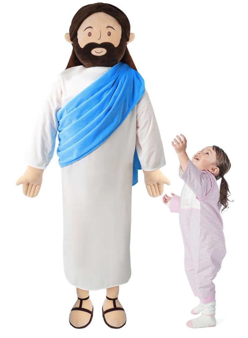 Yelakey Giant Jesus Plush 6 Ft Jesus Stuffed Doll Plushie Toy Christian Pillow Religious Decoration Gift for Christening Easter Blue - Image 2