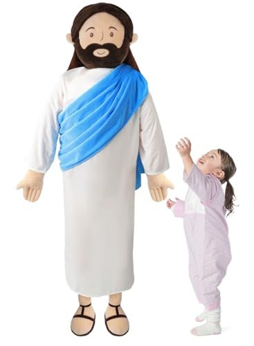 Yelakey Giant Jesus Plush 6 Ft Jesus Stuffed Doll Plushie Toy Christian Pillow Religious Decoration Gift for Christening Easter Blue - Image 1