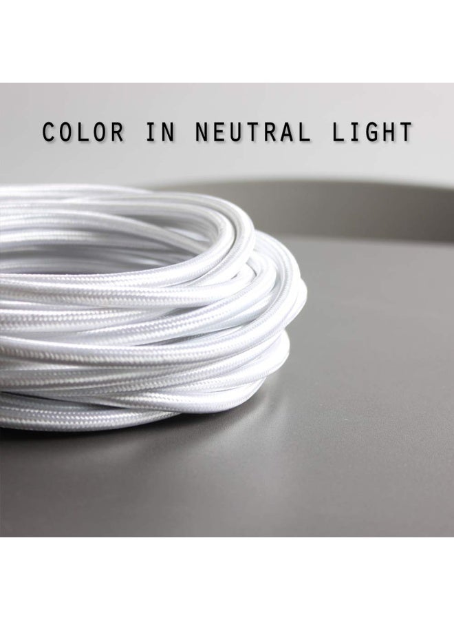 Prunlla 32.8Ft Fabric Cloth Covered Round Wire Prunlla Vintage 18/2 Industrial Electrical Lamp Cord 18 Gauge Antique Style For Retro Lamp Diy Projects Pearl  - Image 4