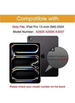 T I G O iPad Pro 13 Inch Case with Pencil Holder 2024 (M4/7th Gen), 2024 iPad Pro M4 13 Cover Clear Transparent Back, Soft TPU Bumper iPad M4 13 cover for A2925 A2926 A3007 Navy Blue  - Image 2