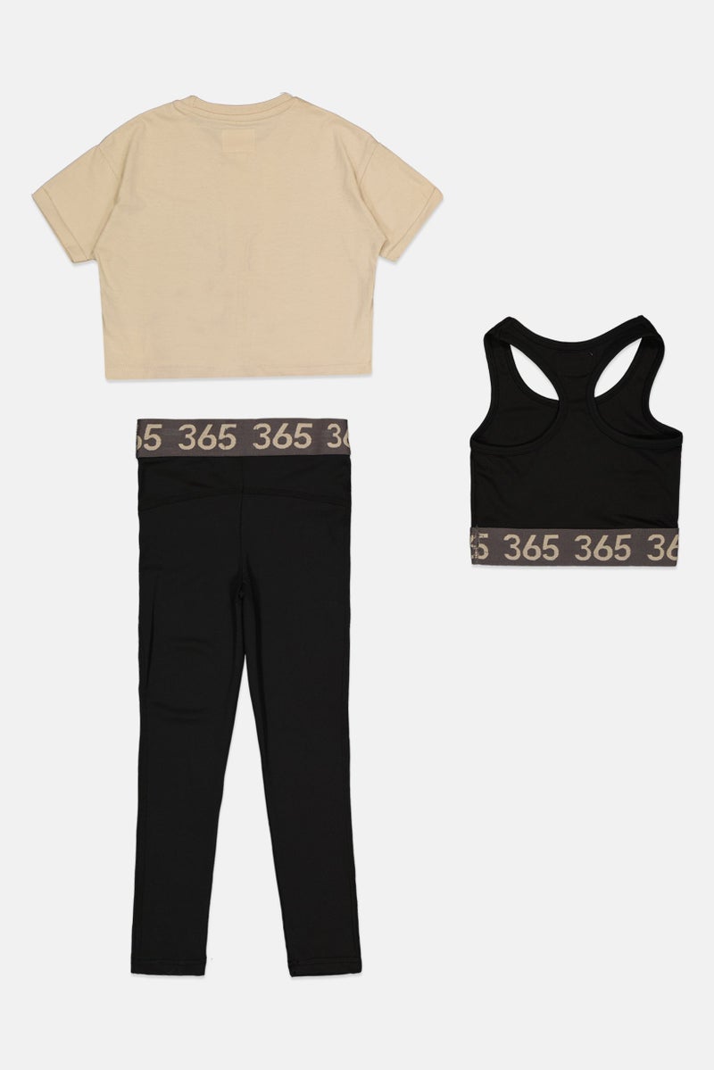 Funko Kids Girl 3 Pcs Graphic Print Top With Bralette And Leggings Training Set, Multicolor - Image 2