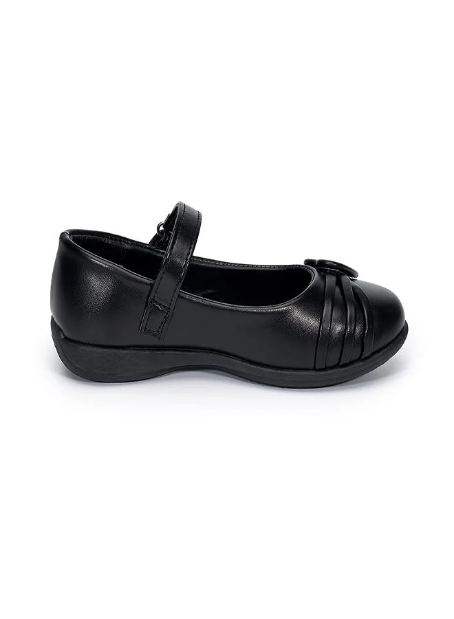 babyqlo Girls Black School Shoes with Heart Buckle