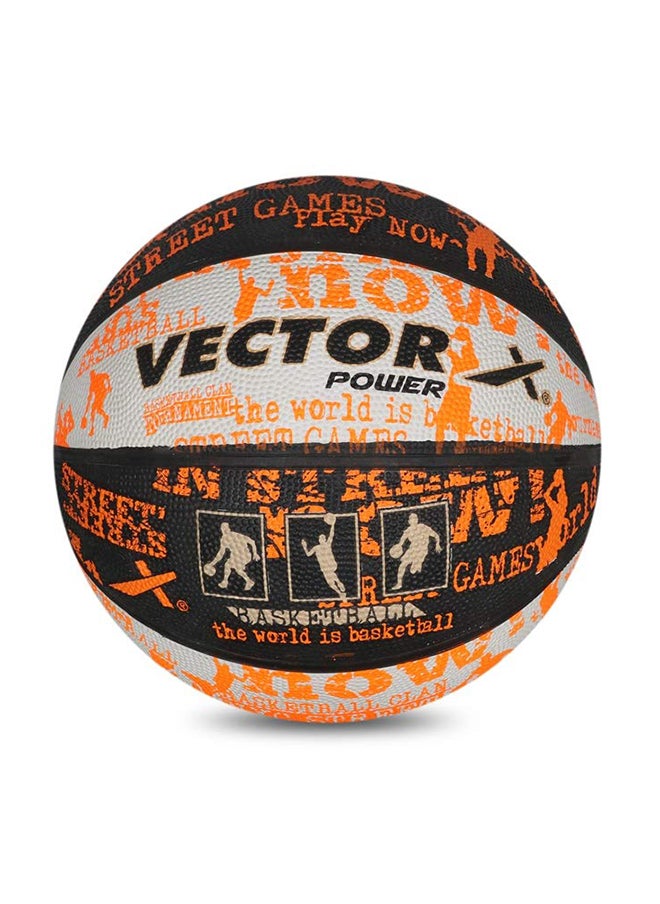 Vector X Power Basketball (Black/White/Blue, Size:5) | Rubber | Training| Indoor/Outdoor Court  - Image 1