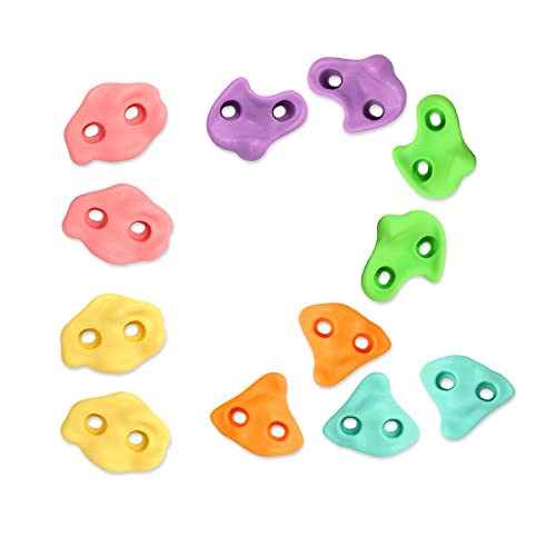TOPNEW 12PCS Climbing Holds for Kids, Rock Wall Climbing Kit with Hardware for Indoor and Outdoor Climbing Wall, Pastel Color - Image 1