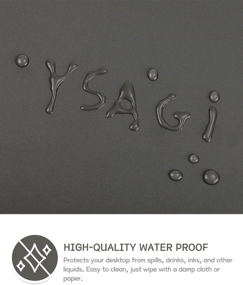 يساجي وسادة مكتب غير قابلة للانزلاق YSAGi، وسادة فأرة، حماية طاولة من جلد PVC مقاوم للماء، حصيرة مكتب كبيرة فائقة الرقة، سهلة التنظيف، حصيرة كتابة للكمبيوتر المحمول للعمل المكتبي/المنزل/الديكور (رمادي غامق، 31.5 × 15.7 بوصة) - Image 4