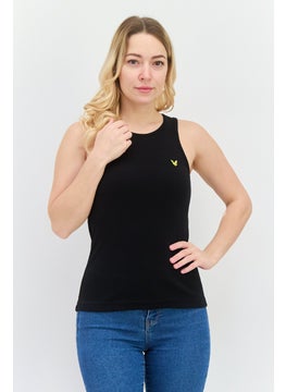 Lyle & Scott Women Round Neck Sleeveless Embroidered Logo Tank Top, Black  - Image 1
