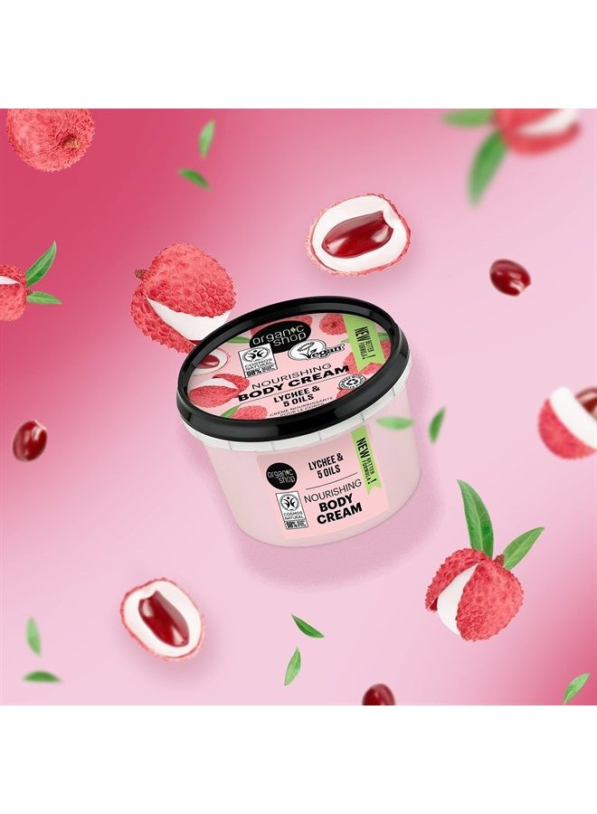 Organic Shop Body Cream Pink Lychee Organic Lychee & 5 Oils 250ml - Image 2