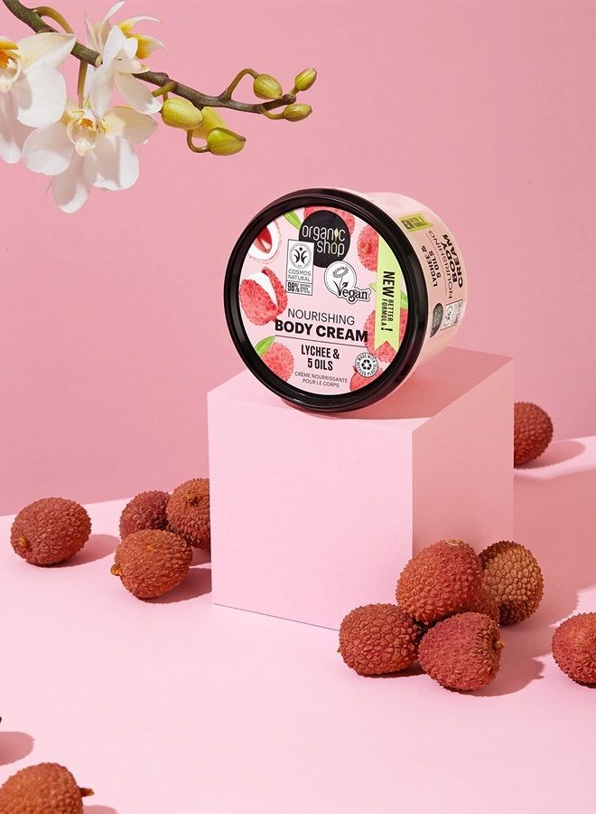 Organic Shop Body Cream Pink Lychee Organic Lychee & 5 Oils 250ml - Image 3