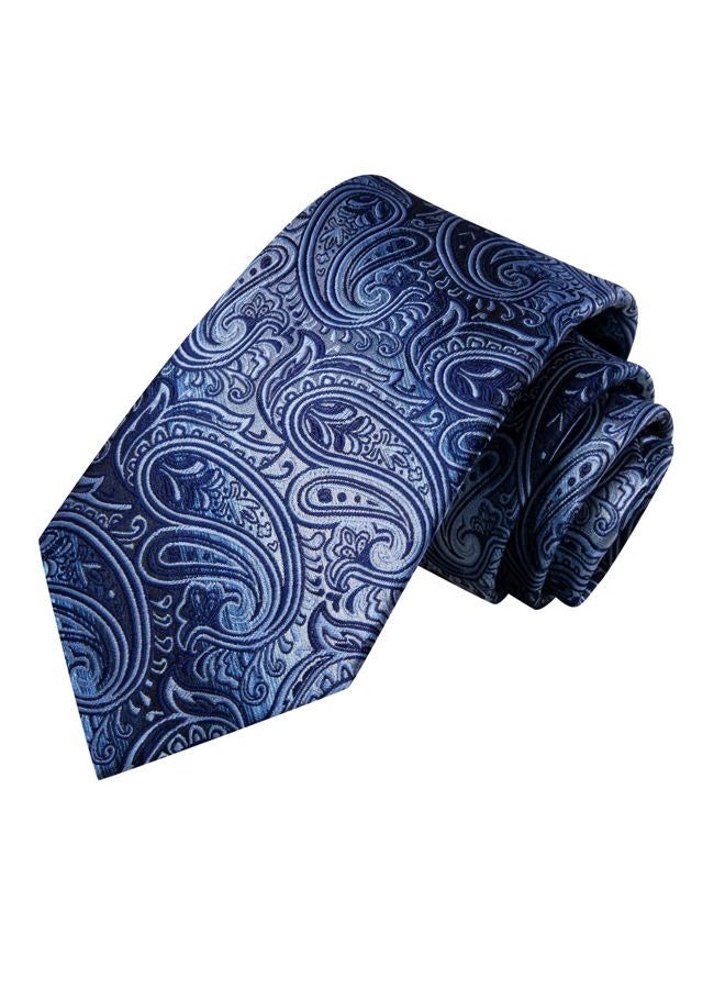 Hi-Tie Men Stripes Tie Handkerchief Necktie with Cufflinks and Pocket Square Tie Set (1430) - Image 4