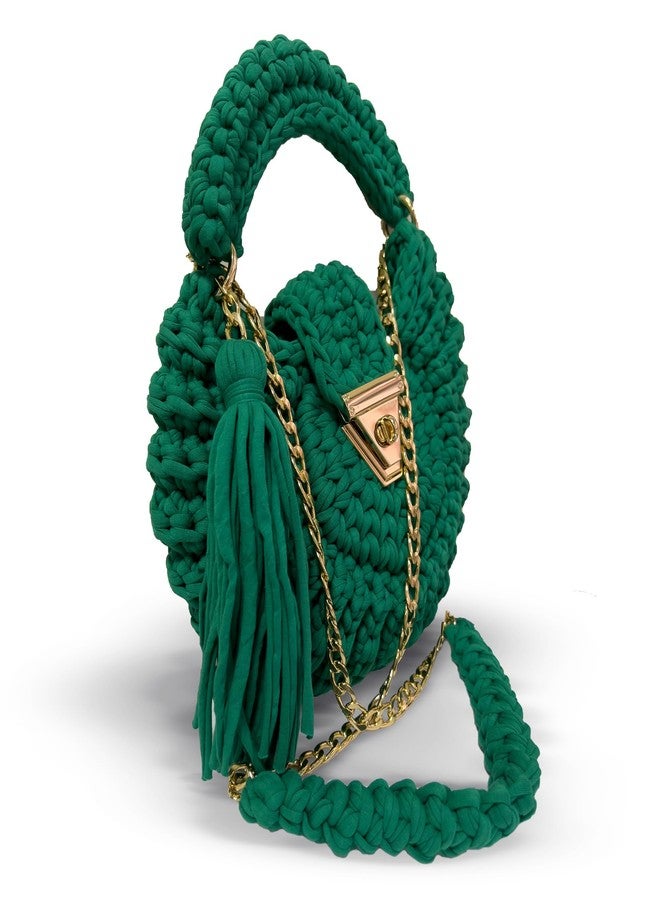 CHQEL Evening Clutch Bag for Women, Handmade Crochet Wedding Party Purse, Small Flap Formal Crossbody Handbag Evening Clutch, Green Mussel - Image 4