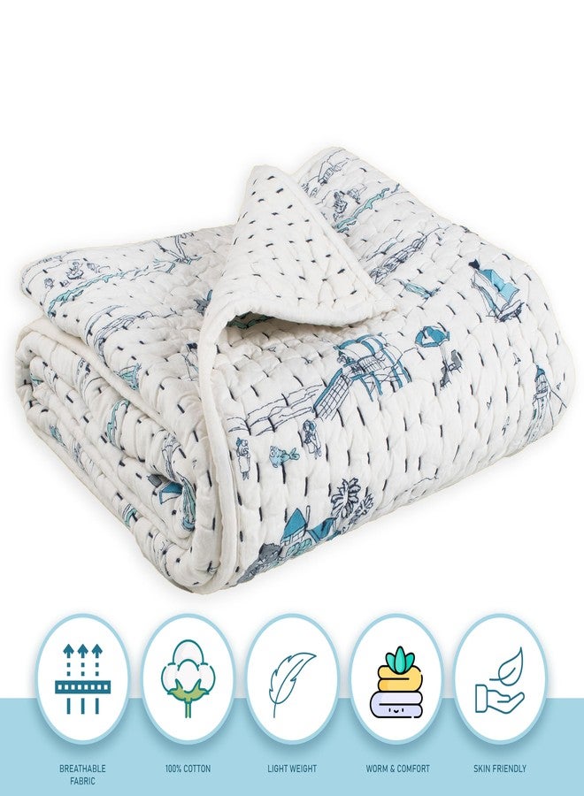 DMAASA Organic Cotton Baby Quilt Set for Twins Child | 50x40 Inch or 127cm x 101cm | 0-5 Years | (White, Pack of 2 pcs) - Image 3