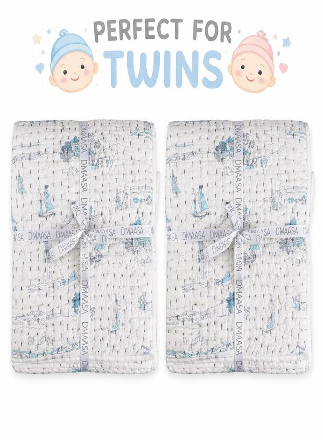 DMAASA Organic Cotton Baby Quilt Set for Twins Child | 50x40 Inch or 127cm x 101cm | 0-5 Years | (White, Pack of 2 pcs) - Image 5