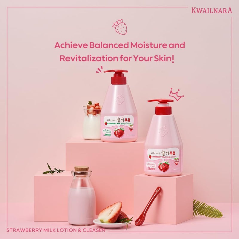 Kwailnara WELCOS KWAILNARA Strawberry Milk Body Lotion â€“ Deeply Hydrating & Lightweight Korean Body Lotion 560 g / 19.75 Fl. Oz - Image 2