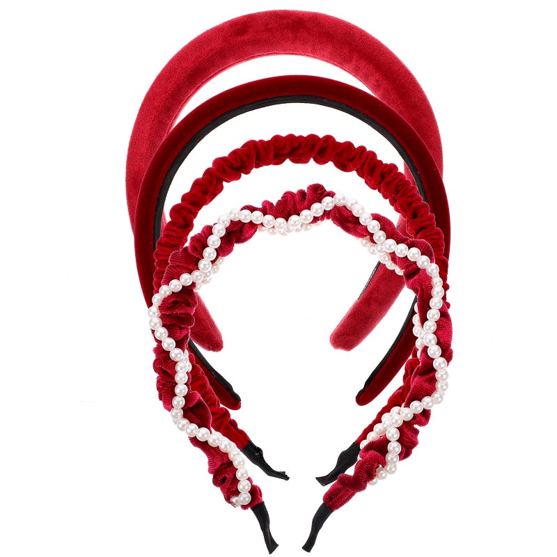 4pcs Womens Headbands New Year Hair Bands Teen Girl Headdress Wide Headbands Face Washing Headbands - Image 1