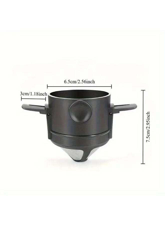 Black Portable Folding Espresso Machine Cup With Built In Filter Travel Mug - Image 4