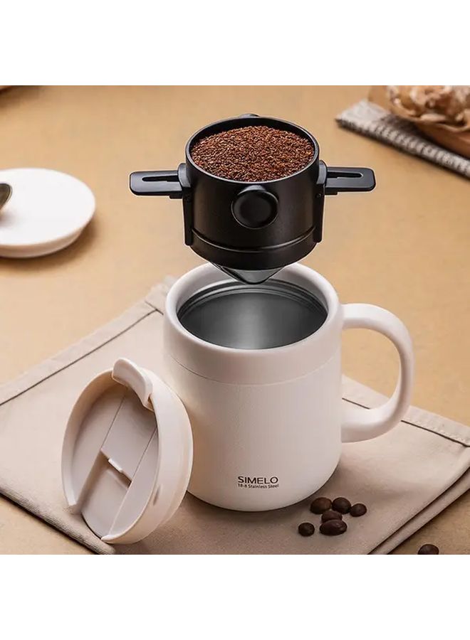 Black Portable Folding Espresso Machine Cup With Built In Filter Travel Mug - Image 1
