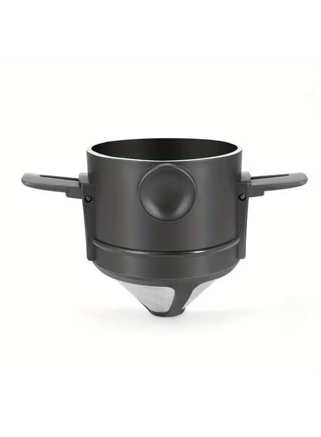 Black Portable Folding Espresso Machine Cup With Built In Filter Travel Mug - Image 3