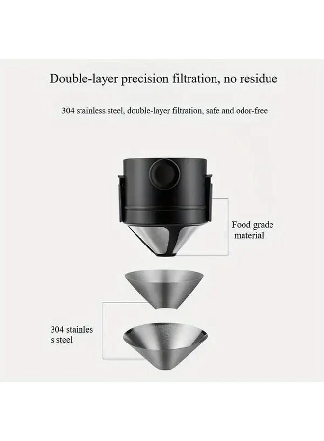 Black Portable Folding Espresso Machine Cup With Built In Filter Travel Mug - Image 5