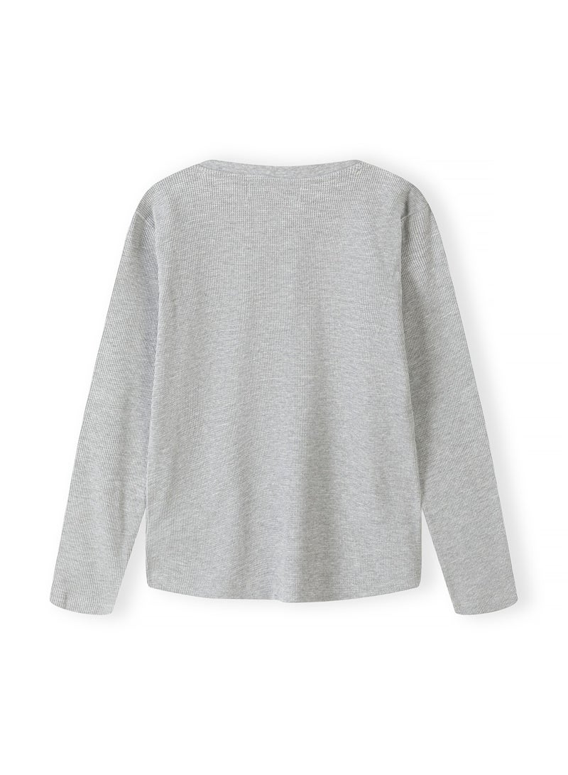 MINOTI Kids Long Sleeve Henley Top with Buttons - Image 2
