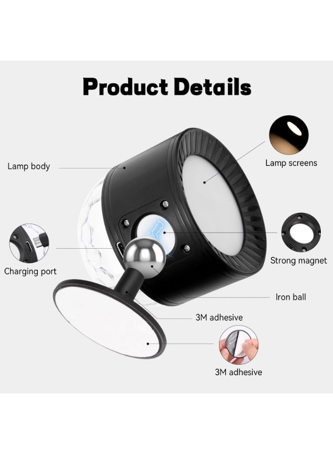 موندا كرة ديسكو، مصابيح مسرح RGB وشمعدان حائط ثنائي الاستخدام بدرجة حرارة 3 ألوان مع جهاز تحكم عن بعد، أضواء ليلية محمولة من الكريستال المغناطيسي تدور 360 درجة لعروض الحانات والنوادي KTV والمسرح المنزلي (أسود) - Image 5