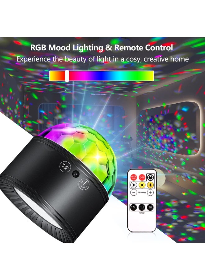 موندا كرة ديسكو، مصابيح مسرح RGB وشمعدان حائط ثنائي الاستخدام بدرجة حرارة 3 ألوان مع جهاز تحكم عن بعد، أضواء ليلية محمولة من الكريستال المغناطيسي تدور 360 درجة لعروض الحانات والنوادي KTV والمسرح المنزلي (أسود) - Image 2