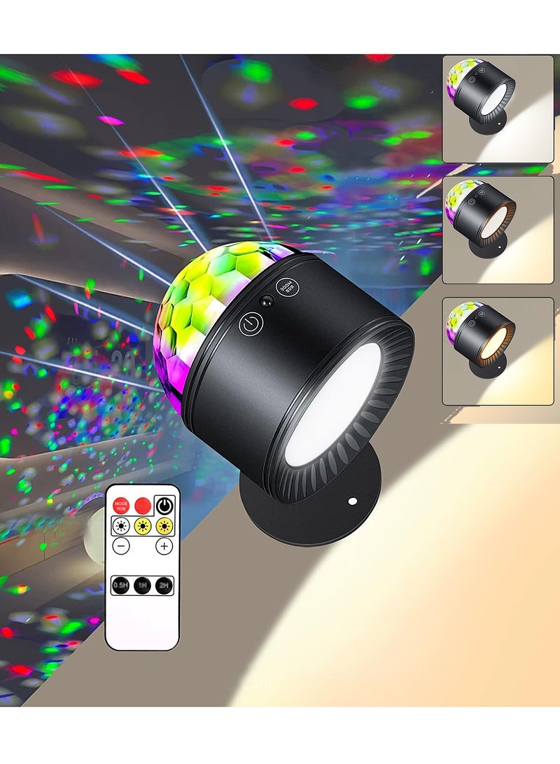 موندا كرة ديسكو، مصابيح مسرح RGB وشمعدان حائط ثنائي الاستخدام بدرجة حرارة 3 ألوان مع جهاز تحكم عن بعد، أضواء ليلية محمولة من الكريستال المغناطيسي تدور 360 درجة لعروض الحانات والنوادي KTV والمسرح المنزلي (أسود) - Image 1